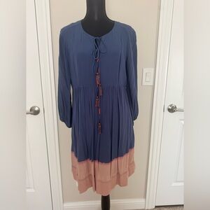 Anthropologie ( Holding Horses) Women’s Blue and Pink Boho Dress Size 6